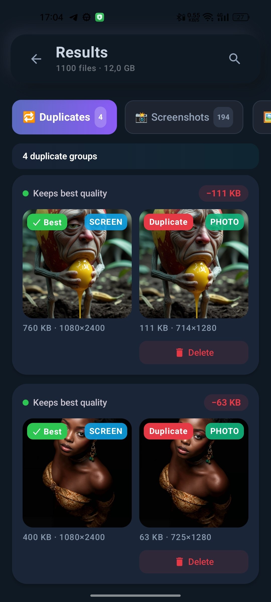 Purrge duplicate photo groups